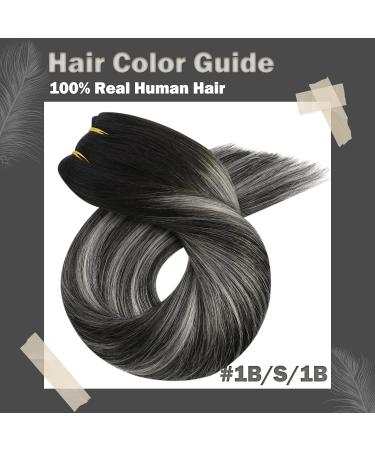 Moresoo Balayage Sew in Weft Hair Extensions 20 Inch 100g #1B/Silver - Real Human Hair - Buy Online on GoSupps.com