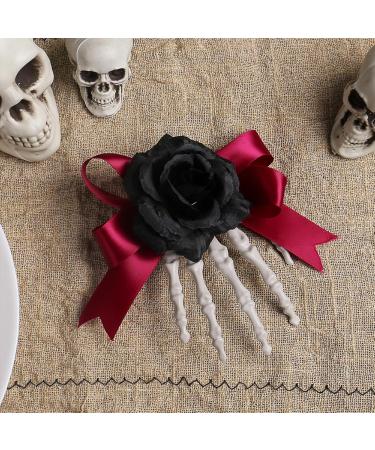 Hand Bone Shape Hair Clip Cute Skull Hand Hair Clip with Bowknot - Skull Hand and Flower Barrettes Bone Claw Hairpins Halloween Claw Hairpin Strong Hold Hair Barrette Black - Buy Online on GoSupps.com