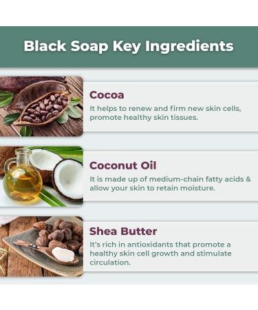  Choice of Nature African Black Soap - 6oz Organic Bar for Acne Eczema Treatment Dry Skin Dark Spot Removal Face & Body - with Shea Butter Cocoa Butter & Coconut Oil for Men & Women - Buy Online on GoSupps.com