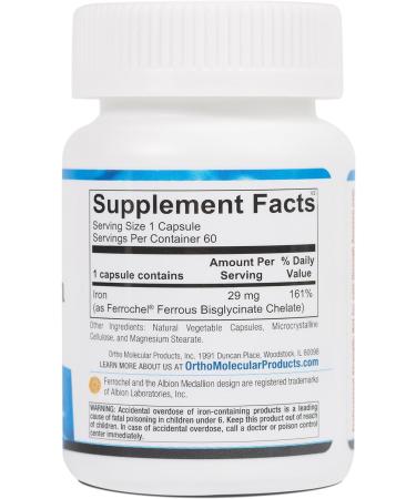 Ortho Molecular Reacted Iron - 60 Capsules | Essential Iron Supplement - Buy Online on GoSupps.com