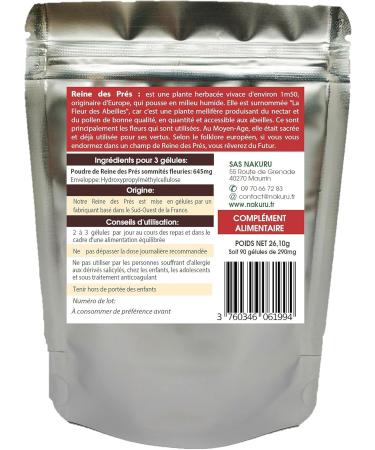 NAKURU | Queen of Meadows | Relax Range | Made in France | Goat s Beard! (90 Vegetable Capsules of 290 mg/Net Weight: 26 g) - Buy Online on GoSupps.com