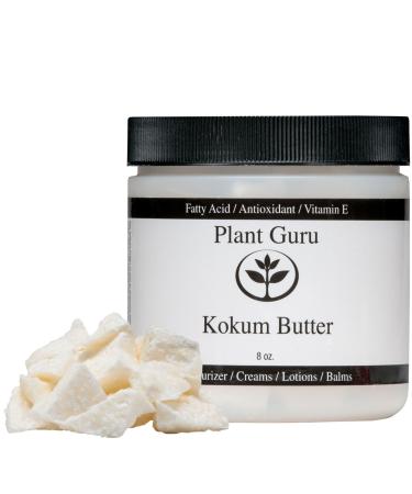 Raw Kokum Butter 8 oz. 100% Pure Natural Cold Pressed (HDPE Food Grade Jar) - Great for Skin Body and Hair Moisturizer DIY Creams Balms Lotions and Soap Making.