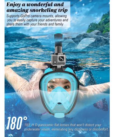 WSTOO Snorkel Mask - Foldable 180 Panoramic View Full Face Snorkeling Mask with Dry Top Breathing System - Anti-Fog, Anti-Leak, Camera Mount - Adults & Kids - Black/Green (S/M) - Buy Online on GoSupps.com