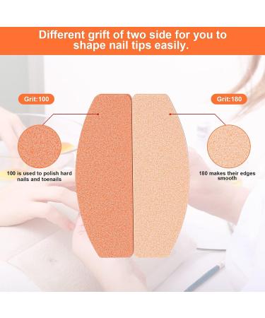 Lermende Mini Nail Files and Buffers 100/180 Grit - 20 PCS Half Moon Nail Buffer Block for Acrylic Nails (Orange) - Buy Online on GoSupps.com