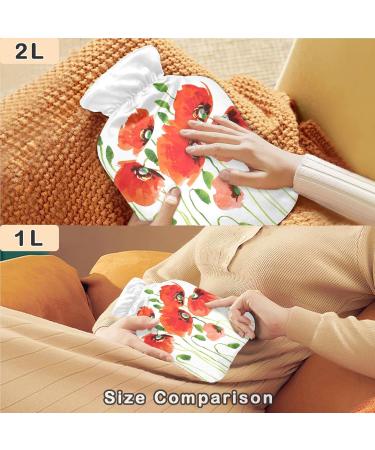 NAANLE Heat Bottle - Poppy Flower Design | 1L Hot Water Bottle for Menstrual Cramps Pain Relief & Heat Therapy - Buy Online on GoSupps.com