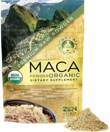 Maca Root Powder Organic - Peruvian Root Premium Grade Superfood (Raw) - USDA & Vegan Certified - 226.7g (8oz) - Perfect for Breakfast, Smoothies, Baking & Ice Cream.