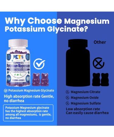 Potassium Magnesium Gummies - High Absorption Magnesium Glycinate & Potassium Citrate Plus Omega 3 B6 D3 K2 & Calcium - Chewable Gummy for Leg Cramps Immunity & Energy-Blueberry 60 Gummies Blueberry 60 Count (Pack of 1) - Buy Online on GoSupps.com