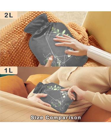 NAANLE 2L Hot Water Bottle with Watercolor Flower Leaves Cover - Large Transparent Heater for Bed Hands Feet Pain Relief & Heat Therapy - Buy Online on GoSupps.com