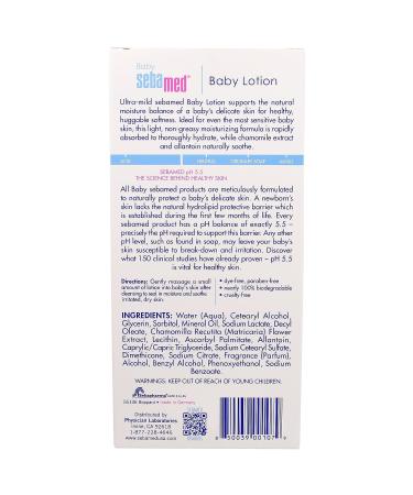 Sebamed Baby Lotion pH 5.5 - Dermatologist Recommended Moisturizer for Sensitive Skin - 6.8 fl oz (200mL) - Buy Online on GoSupps.com