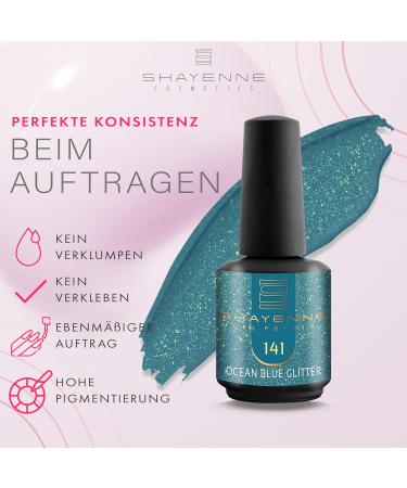 SHAYENNE Made in Germany Shellac Gel Nail Polish 15 ml for UV LED Lamp | 141 Ocean Blue | Gel Nail Polish for UV Nail Lamp | LED Nail Polish Gel Polish Nail Gel - Buy Online on GoSupps.com
