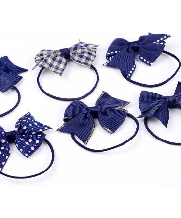 KOONY Baby Girls Navy Hair Bow Elastic Ties Ponytail Holders - 16pc Set - Buy Online on GoSupps.com