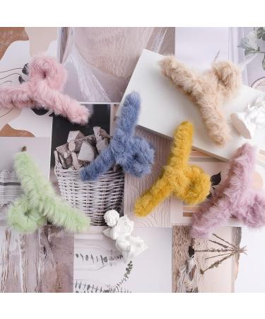 9PCS Fluffy Plush Hair Claw Clips - Colorful Winter Hair Barrettes for Thick Long Hair - Buy Online on GoSupps.com