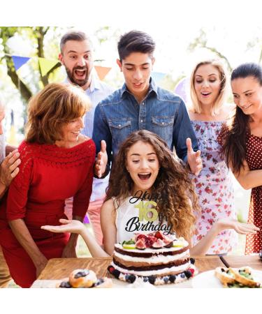 Sumerk 16th Birthday Cake Attachments - Gold & Black Decoration Accessories - Perfect for 16th Birthday Parties - 1 Pack Cake Lid Included - Buy Online on GoSupps.com