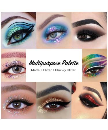 UCANBE Glitter Eyeshadow Palette - 12 Chunky & Fine Glitter + 4 Pigmented Eye Shadows for Theater Cosplay Halloween & More | International Shipping - Buy Online on GoSupps.com