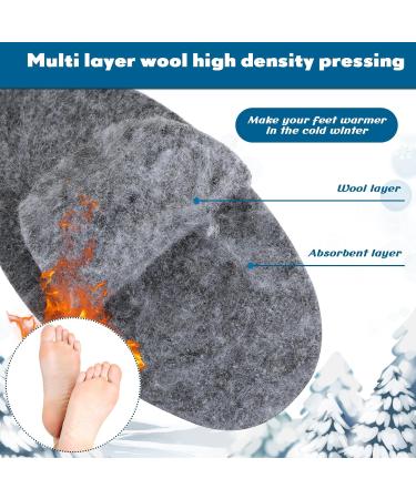 10 Pairs Wool Felt Insoles - Warm Winter Boot Inserts for Men & Women | Gray Shoe Liners Size 6/7 - Buy Online on GoSupps.com
