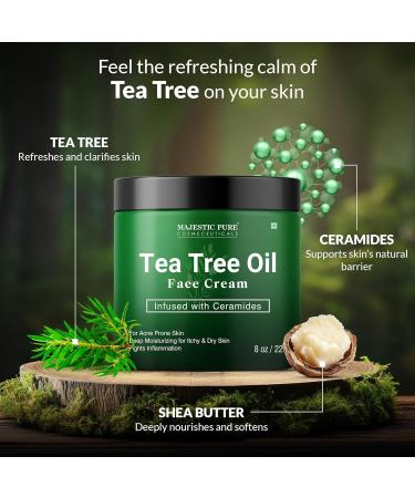 Majestic Pure Tea Tree Oil Face Cream | Cream for Dry & Itchy Skin Acne Scar Day & Night Moisturizer Face Cream for Women & Men | 8 Oz - Buy Online on GoSupps.com