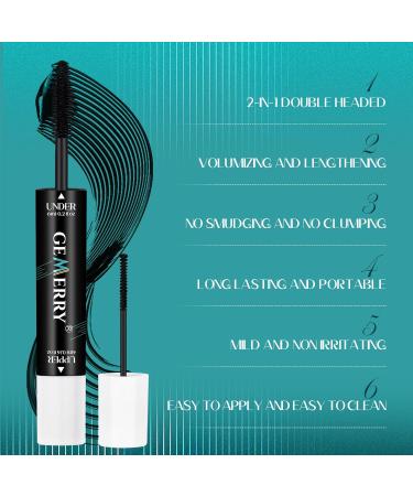 GEMERRY 2 IN 1 Mascara Set Mini Brush Mascara Volumizing Lengthening Defining Curling Multiplying Buildable Formula Double-Ended Design Lower Lash Mascara Included - Rich Black 6ml+ 4ml Mascara 6ml+ 4ml - Buy Online on GoSupps.com