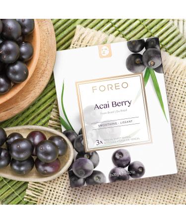 Foreo Acai Berry Sheet Mask 3-Pack | Hydrating Antioxidant Formula | Vegan & UFO Device Compatible - Buy Online on GoSupps.com