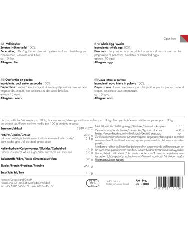 Trek n Eat whole egg powder - nutrition - Buy Online on GoSupps.com