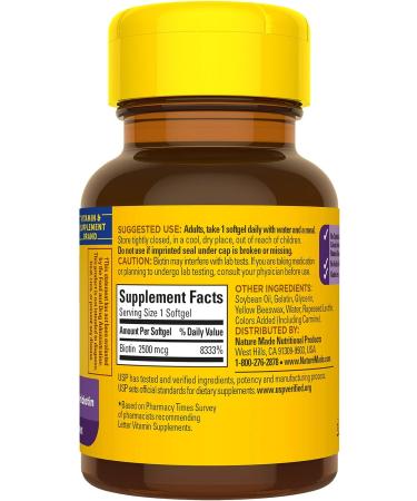 Biotin 2500 mcg Softgels 90 Ct - Promotes Healthy Hair, Skin & Nails - Buy Online on GoSupps.com
