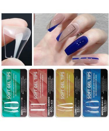 Nail Art Nail Piece Medium and Long Full Set of Transparent Pressure Nail Soaked Soft Gel Nail Tip Extension Professional Acrylic Fake Nails (duanlei) - Buy Online on GoSupps.com