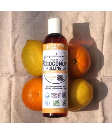 Coconut Oil Pulling Mouthwash - 100% Pure Non-GMO Ayurvedic Teeth & Gum Care with Refreshing Lemon Orange & Grapefruit Essential Oils - Buy Online on GoSupps.com