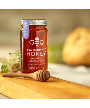 Bee Harmony Raw Wildflower Honey - 12 OZ Pure American Honey | Natural Sweetener - Buy Online on GoSupps.com