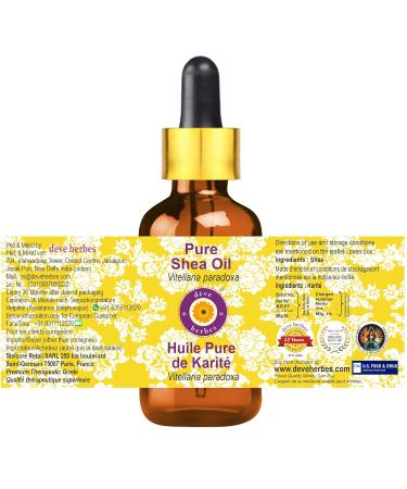 Deve Herbes Pure Shea Oil 15ml with Glass Dropper | 100% Natural Vitellaria Paradoxa - Perfect for Skin & Hair Care - Buy Online on GoSupps.com
