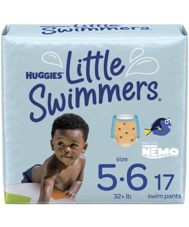 Swim Diapers Size 5-6 - Huggies Little Swimmers Disposable Swimming Diapers, Large, 17 Ct 17 Count (Pack of 1)