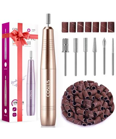 Coslus electrical nail cutter for gel nails: 20 000 rpm wire adjustable speed and direction of rotation manicure and pedicure set nail file cutter for gel nails acrylic nails (rosagold)