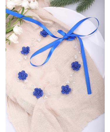 Missgrace Bridal Crystal Navy Blue Headband for Wedding - Flower Women Vintage Hair Vine - Buy Online on GoSupps.com