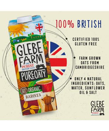 Glebe Farm PureOaty Organic Barista Oat Milk | Vegan Oat Milk | Gluten-Free Oat Milk Vegan Coffee Creamer & High Protein Plant Milk with Calcium & Vitamin B12 Non-Dairy Dairy Free Milk (1L 6-Pack) 6PK Organic Barista Oat Milk 166.67 ml (Pack of 6) - Buy Online on GoSupps.com