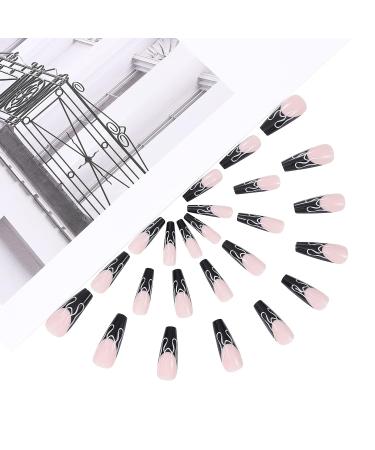 Vatocu 24-Piece Ballerina Press-On Nails - Long Red Black & White Acrylic False Nails for Women - Buy Online on GoSupps.com