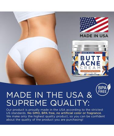 Acne Clearing Cream for Butt & Thigh - Moisturizing Exfoliating Formula for Pimples & Dark Spots 1.7 Fl Oz - Buy Online on GoSupps.com