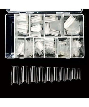 VIVACE Clear Royal Salon 500 Artificial False Gel Nail Tips 10Sizes With Clear Plastic Case for Nail Shop Nail Salon