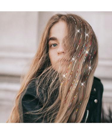 Sparkling Hair Tinsel Extensions Kit - 600 Strands, Heat Resistant - 48 Inch Glitter Tinsel for Women & Girls - Buy Online on GoSupps.com
