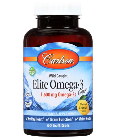 Carlson Labs Elite Omega-3 Gems Fish Oil 1250mg 60 Softgels