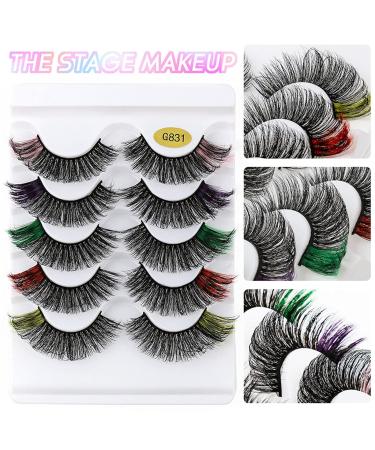3D Natural Thick False Eyelashes - 5 Pairs Colorful Cat Eye Eyelashes with Applicator - Black (Pack of 1) - Buy Online on GoSupps.com
