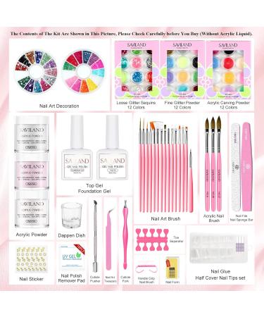 Buy Saviland Acrylic Nail Set - Complete Acrylic Powder & Liquid Kit with Nail Brush Base & Top Gel for Perfect Nail Art - Ideal Acrylic Starter Set - Buy Online on GoSupps.com