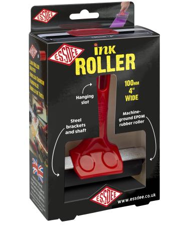 ESSDEE Ink Roller 3.94 Inch - Heavy Duty EPDM 70 Shore Hard Rubber Surface Brayer - Aluminium Core - Block Printing, Scrapbooking, Laminating Industrial Processes 100mm
