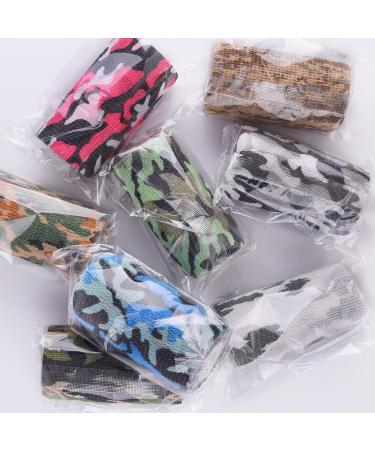 BQTQ Camouflage Cohesive Bandage 4 Inch - Pack of 8 Rolls | Self Adherent Stretch Wrap Tape for Sports Injuries - Ankle Sprains, Swelling | 8 Colours Camo Design | Ideal for Human and Animals - Buy Online on GoSupps.com