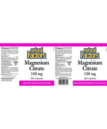 Natural Factors Magnesium Citrate 150 mg - 360 Capsules for Muscle & Nerve Support - Buy Online on GoSupps.com
