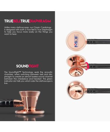 Buy MDF Instruments ProCardial Dual Head Stethoscope - Stainless Steel Adult-Pediatric with Convertible Bell | Free Parts for Life - Rose Gold/Black - Buy Online on GoSupps.com