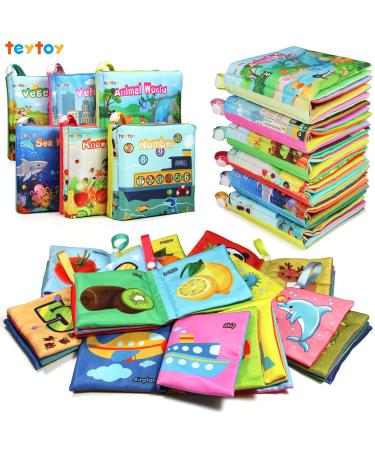 teytoy NEWEST 6pcs Soft Book for Babies Toddlers Safe Nontoxic Biteable Cloth Book Toy for Early Education Intelligence Development Best Gift for Your Unique Baby