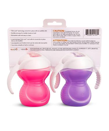 Munchkin Click Lock Bite Proof Trainer Cup 7oz 2 Pack - Pink/Purple - Buy Online on GoSupps.com