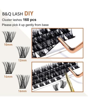 Lash Clusters Ribbon 160 D Curl Individual Lashes DIY Extensions Mega Volume with Applicator Tool & Scissors | B&Q LASH (B03+B05 10-16MIX) - Buy Online on GoSupps.com