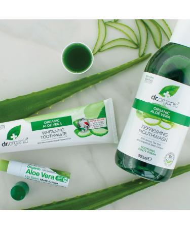 Dr Organic Aloe Vera Mouthwash 500ml - Natural, Vegan, Cruelty-Free, Paraben & SLS Free, Alcohol-Free, Minty Fresh - Buy Online on GoSupps.com