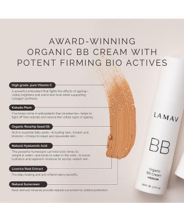La Mav Organic BB Cream Medium | Tinted Moisturizer Foundation & Natural Sunscreen | Anti-Aging for All Skin Types - Buy Online on GoSupps.com
