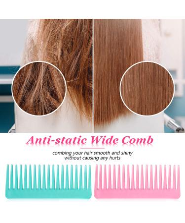 Large Wide Tooth Detangling Comb for Curly Hair - No Handle Wet Dry Detangler Comb - Cyan Pink - Buy Online on GoSupps.com