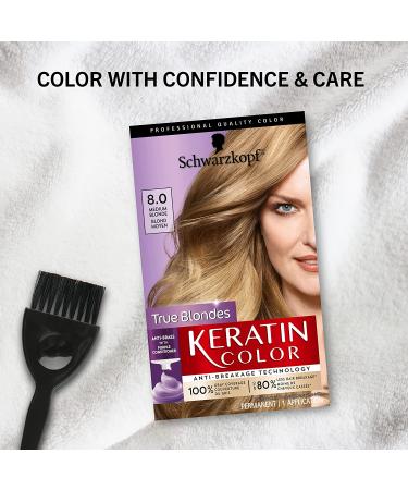 Schwarzkopf Keratin Color 8.0 Medium Blonde Hair Color Cream - Permanent Formula - Buy Online on GoSupps.com